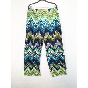 Vtg Coco Bianco Womens Crazy Striped Micro Pleated Light Weight Pants Sz‎ XL